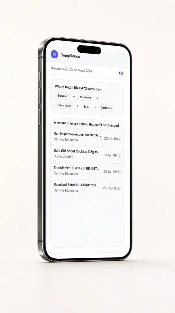 Compliance & Traceability, shown on a smartphone